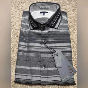 Good Man Brand Long sleeve Button down black and gray striped shirt